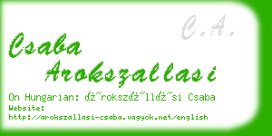 csaba arokszallasi business card